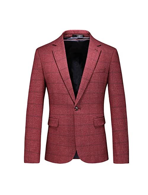 Kudoro Mens Plaid Blazer Sports Coat Casual Slim Fit Checkered Blazer for Men Wedding