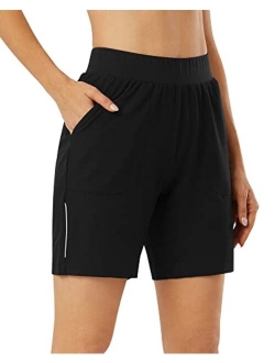 G4Free Womens 5 Inch Running Athletic Shorts with Pockets Lightweight Tennis Shorts for Workout Gym Exercise