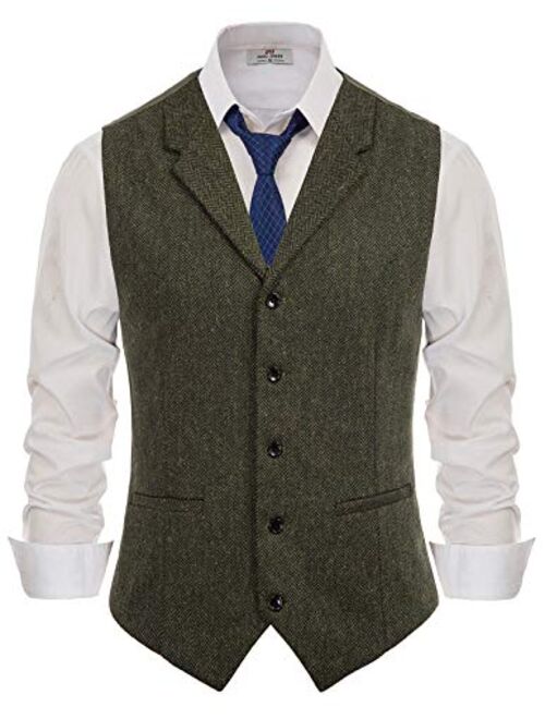 Buy Pj Paul Jones Mens Herringbone Tweed Dress Vest British Slim Fit ...