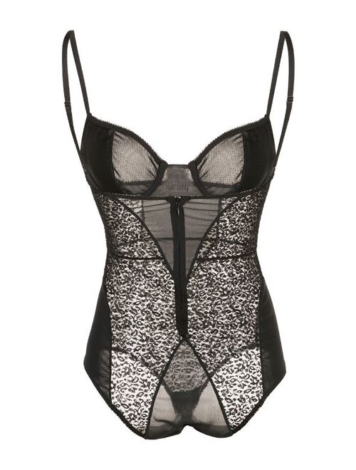 Kiki de Montparnasse Tiger Lily lace and satin bodysuit