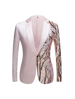 Mens Stylish Dinner Tux Dress Blazer Gold Sequin Slim Fit Suit Jacket Sport Coat