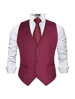 Alizeal Mens Classic Solid Color Business Suit Vest Regular Fit Tuxedo Waistcoat for Wedding