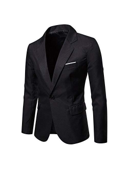 Mens Casual Slim Fit Suit Jacket 1 Button Daily Blazer Business Sport Coat Tops