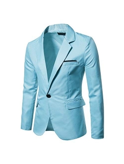 Mens Casual Slim Fit Suit Jacket 1 Button Daily Blazer Business Sport Coat Tops