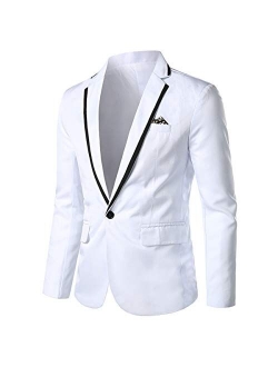 Mens Casual Slim Fit Suit Jacket 1 Button Daily Blazer Business Sport Coat Tops