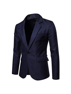 Mens Casual Slim Fit Suit Jacket 1 Button Daily Blazer Business Sport Coat Tops