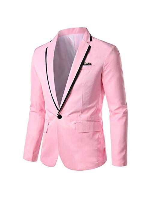 Cloudstyle Mens Casual Slim Fit Suit Jacket 1 Button Daily Blazer Business Sport Coat Tops