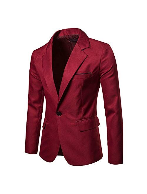 Cloudstyle Mens Casual Slim Fit Suit Jacket 1 Button Daily Blazer Business Sport Coat Tops