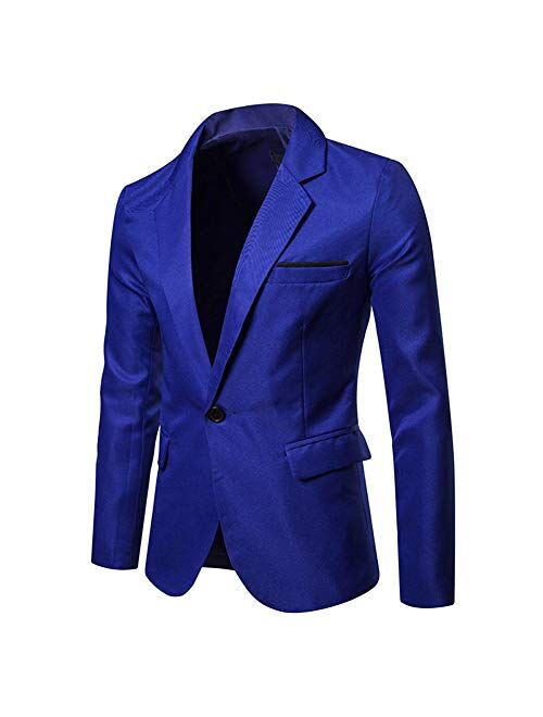 Cloudstyle Mens Casual Slim Fit Suit Jacket 1 Button Daily Blazer Business Sport Coat Tops