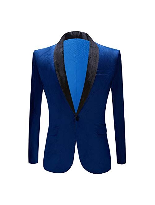 PYJTRL Mens Fashion Velvet Suit Jacket Slim Fit Blazers