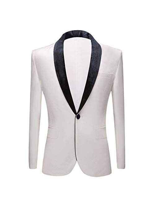 PYJTRL Mens Fashion Velvet Suit Jacket Slim Fit Blazers