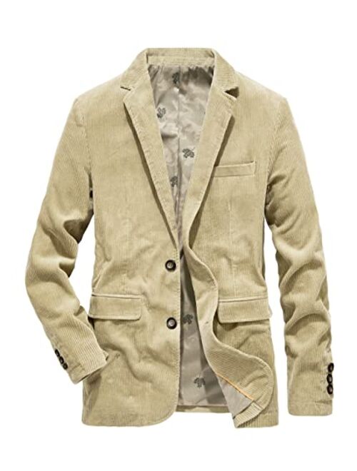 chouyatou Men's Vintage Casual Work Wear Corduroy Suit Blazer Jacket Sport Coat