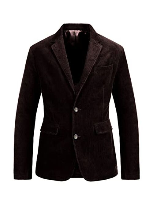 chouyatou Men's Vintage Casual Work Wear Corduroy Suit Blazer Jacket Sport Coat
