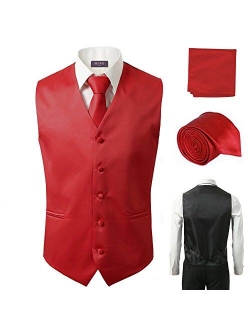 Sugo 3 Pcs Vest + Tie + Hankie Peach Fashion Men's Formal Dress Suit Waistcoat