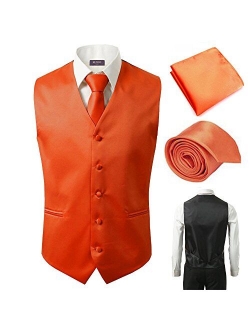 Sugo 3 Pcs Vest + Tie + Hankie Peach Fashion Men's Formal Dress Suit Waistcoat