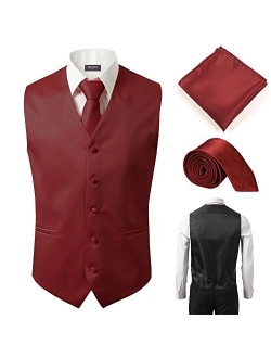 Sugo 3 Pcs Vest + Tie + Hankie Peach Fashion Men's Formal Dress Suit Waistcoat