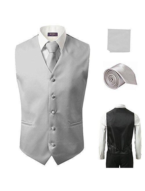 Sugo 3 Pcs Vest + Tie + Hankie Peach Fashion Men's Formal Dress Suit Waistcoat