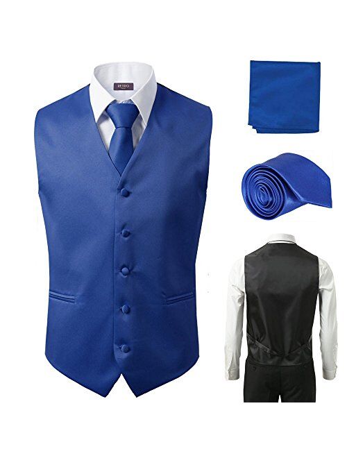 Sugo 3 Pcs Vest + Tie + Hankie Peach Fashion Men's Formal Dress Suit Waistcoat