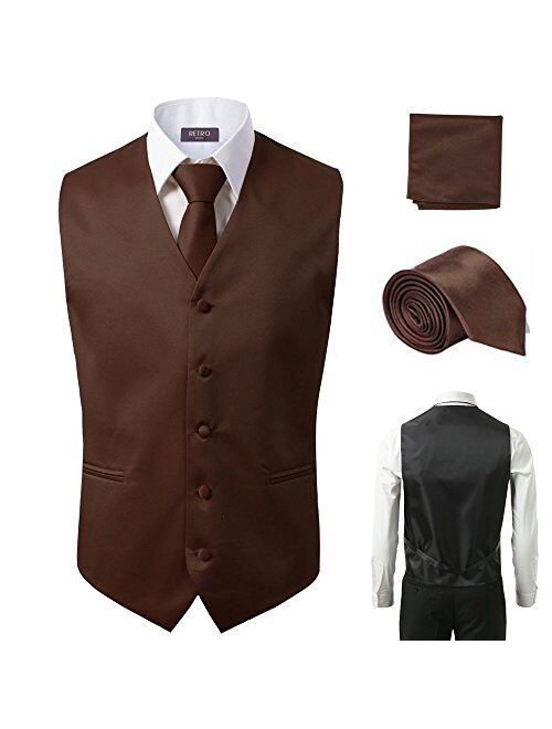 Sugo 3 Pcs Vest + Tie + Hankie Peach Fashion Men's Formal Dress Suit Waistcoat