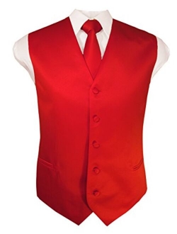 Guytalk Mens Solid Tuxedo Suit Vest, Tie and Hanky Set(30 Colors)