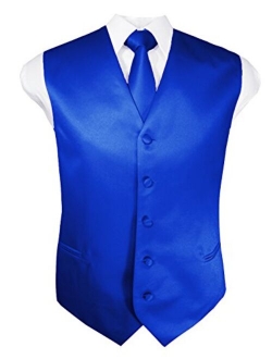 Guytalk Mens Solid Tuxedo Suit Vest, Tie and Hanky Set(30 Colors)