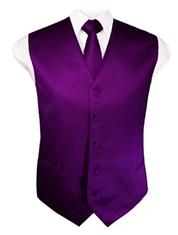 Guytalk Mens Solid Tuxedo Suit Vest, Tie and Hanky Set(30 Colors)