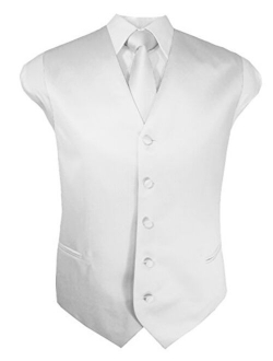 Guytalk Mens Solid Tuxedo Suit Vest, Tie and Hanky Set(30 Colors)