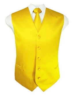 Guytalk Mens Solid Tuxedo Suit Vest, Tie and Hanky Set(30 Colors)