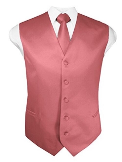 Guytalk Mens Solid Tuxedo Suit Vest, Tie and Hanky Set(30 Colors)