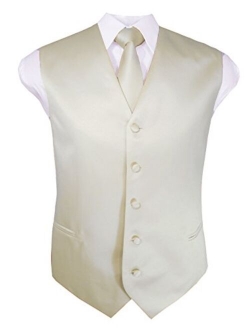 Guytalk Mens Solid Tuxedo Suit Vest, Tie and Hanky Set(30 Colors)