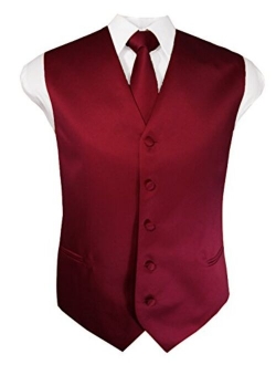 Guytalk Mens Solid Tuxedo Suit Vest, Tie and Hanky Set(30 Colors)