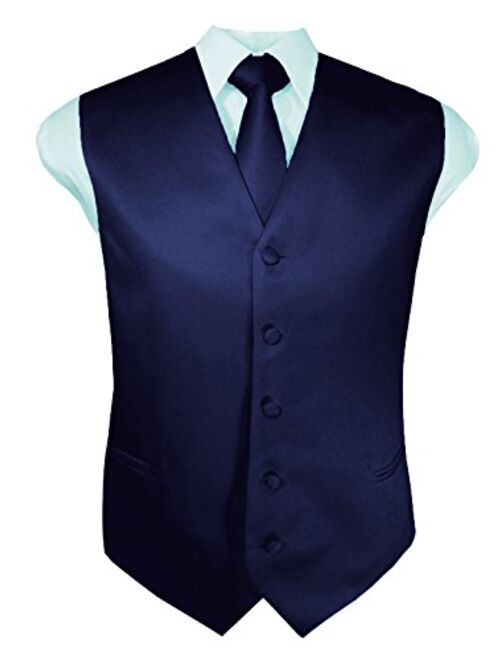 Guytalk Mens Solid Tuxedo Suit Vest, Tie and Hanky Set(30 Colors)