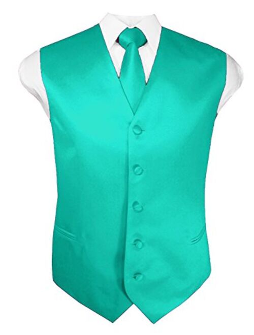 Guytalk Mens Solid Tuxedo Suit Vest, Tie and Hanky Set(30 Colors)