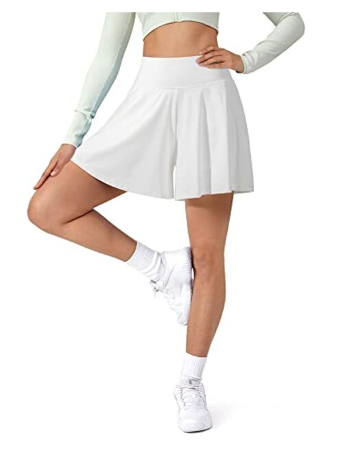 ED3SIZE Women's Crossover Tennis Skirts with Pockets High Waisted Athletic Golf Skorts Skirts