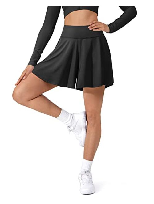 ED3SIZE Women's Crossover Tennis Skirts with Pockets High Waisted Athletic Golf Skorts Skirts