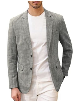 Men's Herringbone Blazer Jacket Lightweight Casual Knit Sport Coat