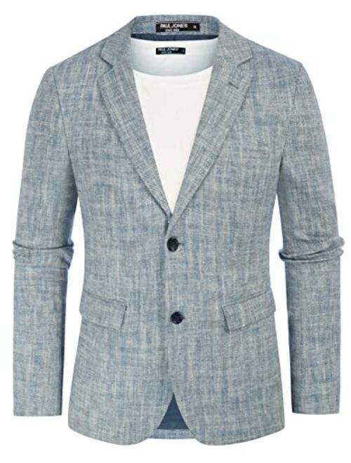 PJ PAUL JONES Men's Herringbone Blazer Jacket Lightweight Casual Knit Sport Coat