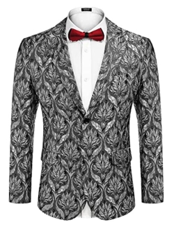 Men's Floral Tuxedo Jacket Rose Embroidered Suit Jacket Wedding Prom Dinner Party Blazer