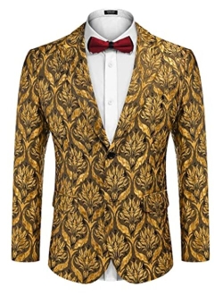 Men's Floral Tuxedo Jacket Rose Embroidered Suit Jacket Wedding Prom Dinner Party Blazer