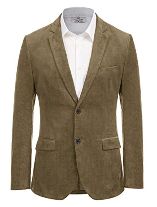 PJ PAUL JONES Paul Jones Men's Casual Corduroy Blazer Jacket Slim Fit Two-Button Sport Coat