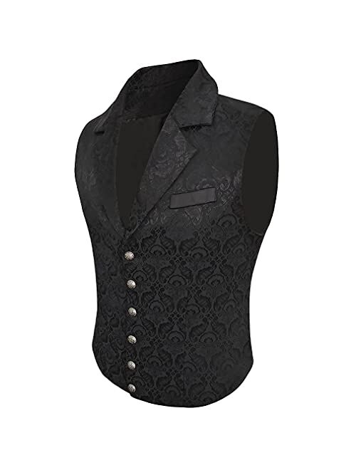 Buy Lioop Mens Victorian Suit Vest Steampunk Gothic Waistcoat online ...