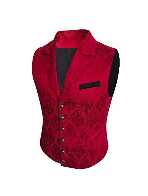 Lioop Mens Victorian Suit Vest Steampunk Gothic Waistcoat