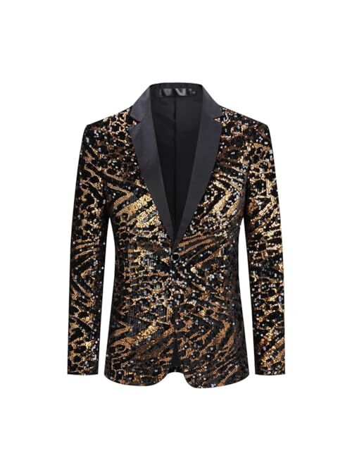 Cloudstyle Mens One Button Sequin Dress Suit Jacket Party Festival Tuxedo Sport Coat