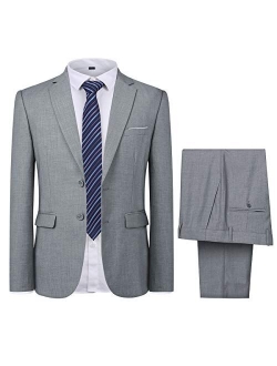 Men's 2-Piece Suits Slim Fit 2 Button Dress Suit Jacket Blazer & Pants Set