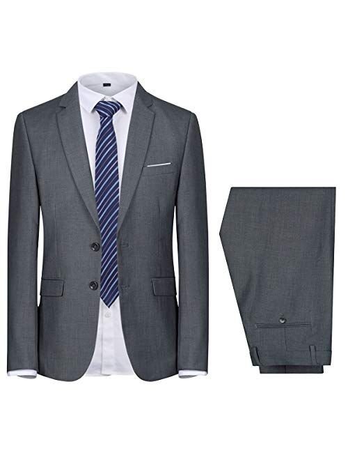 Cloudstyle Men's 2-Piece Suits Slim Fit 2 Button Dress Suit Jacket Blazer & Pants Set