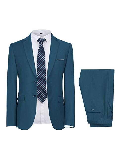 Cloudstyle Men's 2-Piece Suits Slim Fit 2 Button Dress Suit Jacket Blazer & Pants Set