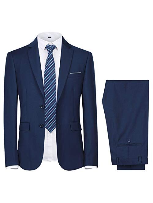 Cloudstyle Men's 2-Piece Suits Slim Fit 2 Button Dress Suit Jacket Blazer & Pants Set