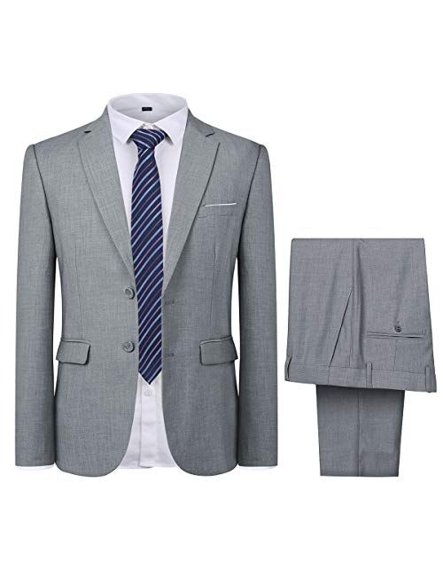 Cloudstyle Men's 2-Piece Suits Slim Fit 2 Button Dress Suit Jacket Blazer & Pants Set