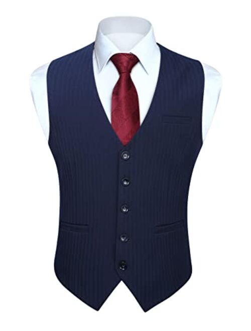 HISDERN Men's Suit Vest Formal Dress Vest for Men Slim Fit Wedding Vests Waistcoat for Suit or Tuxedo