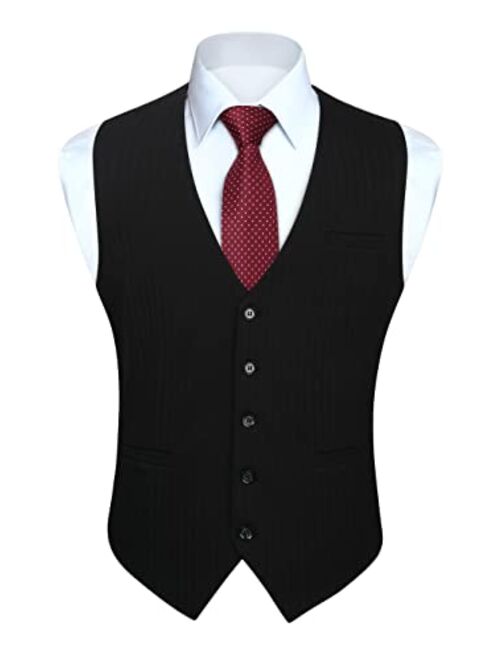 HISDERN Men's Suit Vest Formal Dress Vest for Men Slim Fit Wedding Vests Waistcoat for Suit or Tuxedo